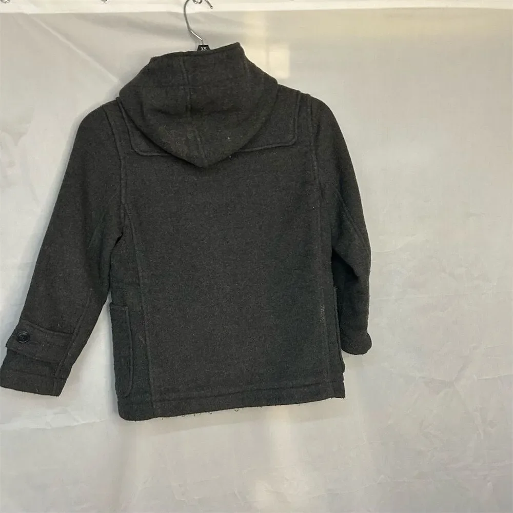 Gap Kids Gray Duffle Coat Size Small 6  Hooded Toggle Casual Mid-Length See Flaw